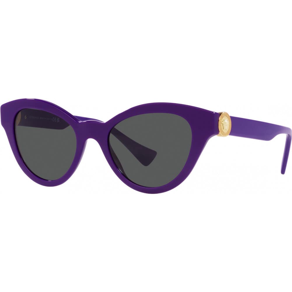 Versace Woman Sunglasses Purple Frame, Dark Grey Lenses, 52MM, Multicolor, 52/20/145