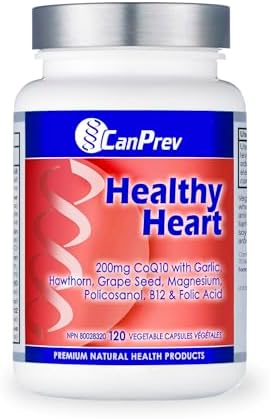 CanPrev Healthy Heart Support, 120 Veg Capsules, 30-Day Supply - Coenzyme Q10 Ubiquinol, Magnesium Bisglycinate & B12 for Heart Wellness, Made in Canada
