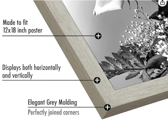 Image of Americanflat 24x36 Poster Frame - Gray Engineered Wood with Polished Plexiglass - Wide Picture Frame for Vertical or Horizontal Wall Display - Epic Collection - Gray