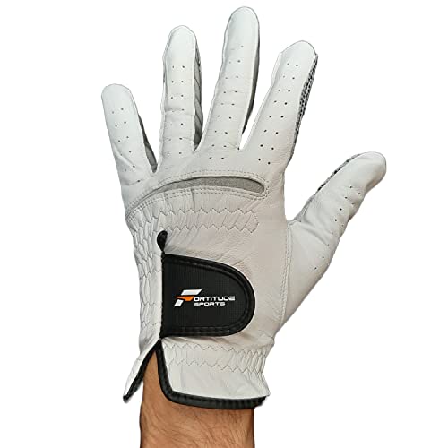 Fortitude Sports Unisex Leather Golf Glove Left Hand, White, M