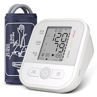 NWOUIIAY Misuratore di Pressione, Misuratore Pressione da Braccio Con Schermo LED, Macchinetta Pressione da 22 a 42 CM, Sfigmomanometro Memorizzazione di Due Utenti 2 x 99 Letture (Bianco)