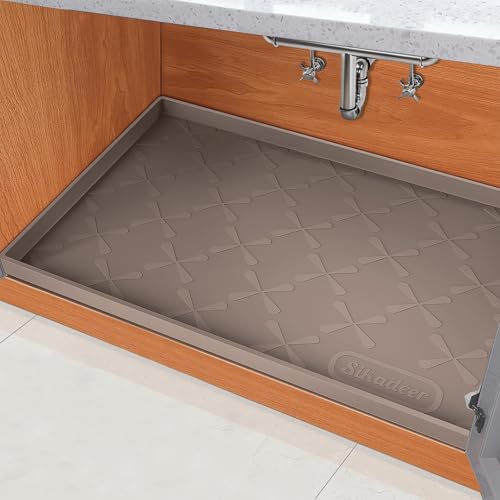SIKADEER 19" x 19" Under Sink Mat Waterproof, Silicone Mat Kitchen Drawer Shelf and Cabinet Liner, Sink Protector for Kitchen Organizers and Storage, Boot Tray Pet Food Mats