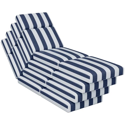 4 Pcs Chaise Lounge Cushions Outdoor, 72 x 21 x 4 Inch Lounge Chair Cushions for Outdoor Furniture - Waterproof Lounge Patio Replacement Cushion, 4In Fade-Resistant ThickPatio Chaise Lounge Cushion