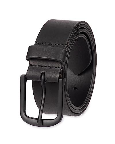 Damen + Hastings Men's Casual Leather Belt, Black, Medium (34-36)