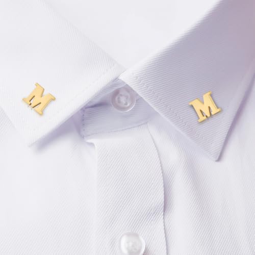 Image of HONEY BEAR Mens Womens Initial Alphabet Letter Lapel Pins Collar Badge Brooches for Business Wedding Graduation Gift Matte Gold 0.59 inches