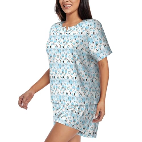 Ropa de dormir informal y pijama de pingüinos para mujer transpirable 2