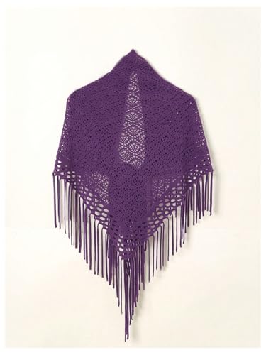 Image of Verdusa Women's Boho Fringe Crochet Shawl Hollow Out Knitted Wrap Cape Cardigan