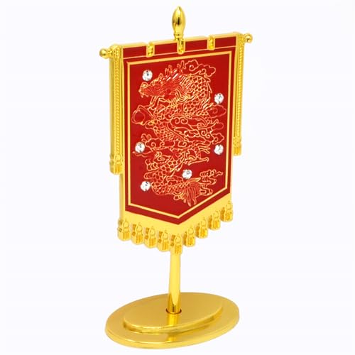 Juanxian Feng Shui Prosperity Flag With Dragon Statue Harmony Chinese Wisdom Amulet Sculpture Wealth Success Good Luck Gift W5480 - Image 2