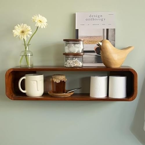 Ellementry Boxy Wooden Wall Shelf | Colour: Grey Brown | Mango Wood| Organiser | Decor | Handcrafted | Sustainable | Gifting |