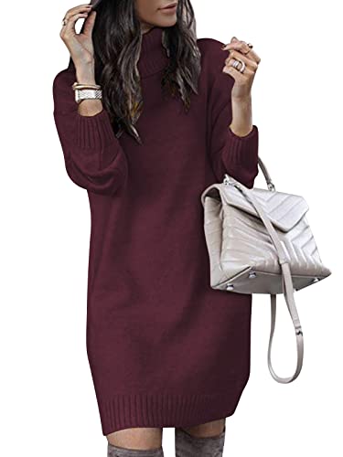 SENFURE Soft Turtleneck Pullover Dress for Women Long Sleeve Knit Elasticity Sweater Fall Winter...