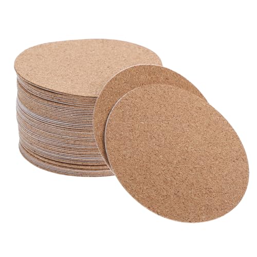 Alipis Self Adhesive Cork Stickers for Coasters 50pcs Round Cork Discs Accessories Discs for Diy