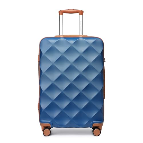 British Traveller 24'' Maletas de Viaje Medianas con 4 Ruedas,Azul