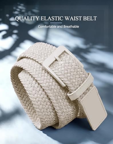 Image of SANSTHS Stretch Braided Golf Belt Breathable No Hole Elastic Woven Belt for Men Women, Ideal Belt for Golf Travel Daily Wear