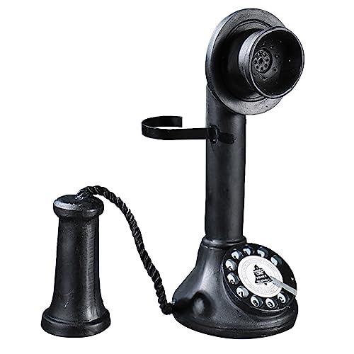 Vintage Candlestick Phone Antique Telephone Decorative Telephones Model Landline Desk Telephone Decor Corded Retro Phone Vintage Decorative Telephones Collector Gifts for Elder/Friend - Black