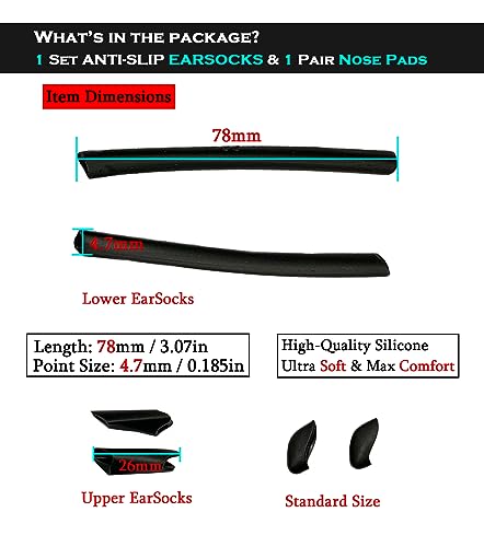 Image of Replacement Rubber Kit Earsocks Nose Pads for Oakley Half Jacket /Half Jacket XLJ Sunglasses Frame, Black Ear Temple Sleeve Set