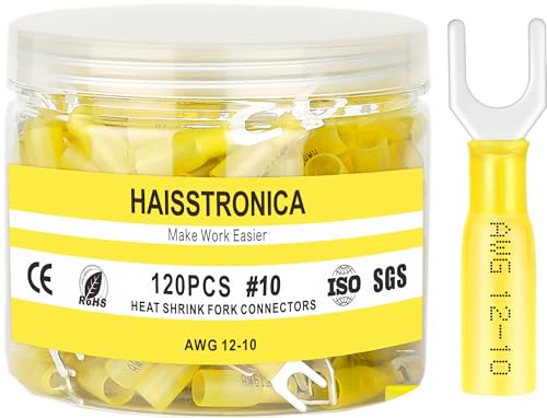 haisstronica 120PCS Heat Shrink Fork Spade Connectors