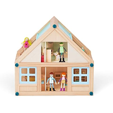 Olivia's Little World Kids Buildable Furnished Wooden Dollhouse for 3.5" Dolls Cover