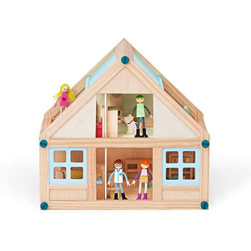 Olivia's Little World Kids Buildable Furnished Wooden Dollhouse For 3.5" Dolls #TOP16