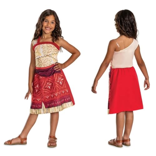 Disney - Déguisement Vaiana pour Filles avec Détails Fidèles au Film - Taille S (5-6 Ans) - Licence Officielle Disney - Costume de Film pour Halloween, Carnaval ou Fête Déguisée