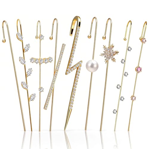 Hook Earrings for Women Helix Ear Clawer Pin Wrap Cuff Earrings Pierced Rhinestone Lightning Bolt Piercing Jewelry Gifts