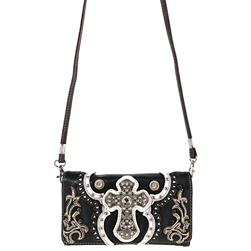 Justin West Concealed Carry Laser Cut Concho Cross Antique Embroidery Handbag3