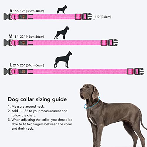 Weesiber Light Up Dog Collars - Rechargeable LED Collar - Reflective Adjustable Dog Lights for Night Walking (Pink, Small) — view 4