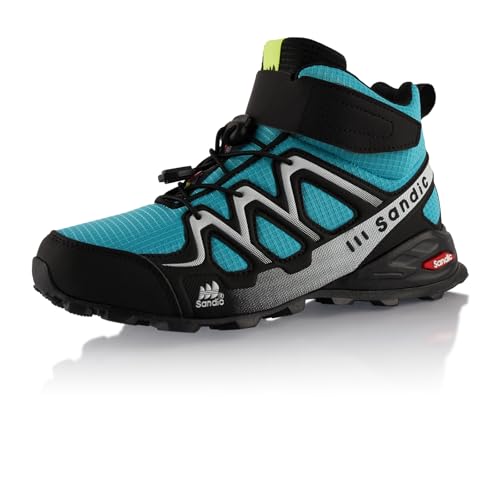 Fusskleidung® Damen Herren Wanderschuhe Trail Running Stiefel Wanderstiefel Türkis Schwarz EU 42