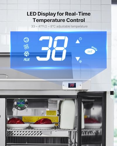Image of VEVOR 48 inchW Commercial Refrigerator, 12.5 Cu. Ft Sandwich Prep Refrigerated Table, Mega Top Food Prep Fridge with 18 Pans and Cutting Board, Stainless Steel Salad Prep Cooler for Restaurant, Food Truck