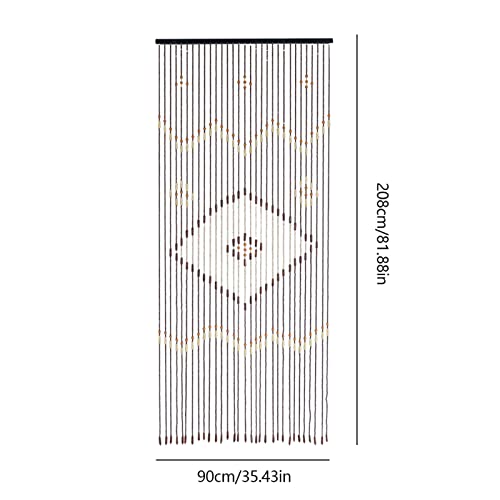 Natural Wooden Beaded Door Curtain, Hanging Doorway Blind, Wood Beaded Room Divider in Doorways, Retro Wooden Bead Curtain for Door Window Bedroom Hallway Balcony Decor, 90x208cm 31 Lines