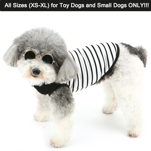 Zunea Striped Dog Shirts for Small Dogs Summer Puppy Clothes with D-Ring Soft Breathable Basic T-Shirt Pet Dog Cat Sleeveless Vest Tank Top Doggy Chihuahua Toy Poodle Apparel M - Image 2