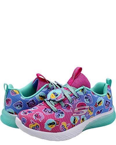 Skechers Girl's Skech Gem - Sport Squad, Training, Neon Pink,Multi, 2 US M Little Kid2