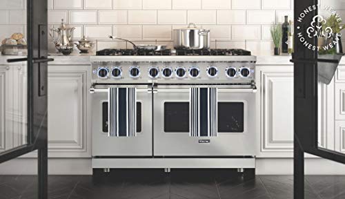 Honest Weave Gots Certified Organic Cotton Kitchen Hand And Dish Towel Sets - Oversized 20X30 Inches, Fully Hemmed, In Designer Colors, 6-Pack, Black Stripe #TOP3