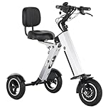 Kcolic 3-Wheel Adult Mobility Scooter with Seat, Lightweight Electric Tricycle with Removable Battery, Reverse Function and Key Switch for Commuting and Travel 10in,36V7.8A 250W