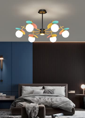 Plafond Light et lustre globe blanc sputnik à 6 lumières multicolores - 3