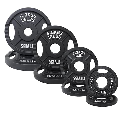 Cast Iron 1″ Standard Weight Plates Including 5FT Standard Barbell Bar, 85 Pounds Set, Multiple Packages