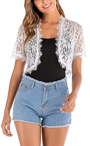 Boléro Femme Soirée Manches 3/4 Ouvert - Veste Mariage Cardigan Tricot Classique Jaune M