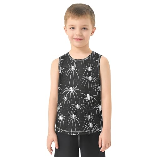 Boys Tank Top Shirts Spider White Black Halloween Sleeveless T-Shirts Crew Neck for Kids Clothing Children2