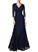 Miusol Women's Floral Lace 2/3 Sleeves Long Bridesmaid Maxi Dress (Medium, Navy Blue)