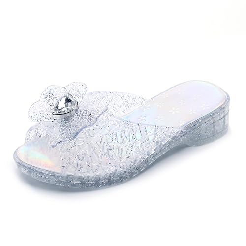 Image of Jelly Sandals for Girls Dress Slide Princess Frozen Inspired Elsa Flats Dance Party Cosplay Snow Queen Birthday Clear Slippers Summer Little Girls, Toddler Slip On