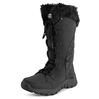 Polar Womens Quilted Faux Fur Cuff Winter Duck Rubber Sole Durable Snow Rain Outdoor Boots - Black Camouflage Tall - UK7/EU40 - YC0661