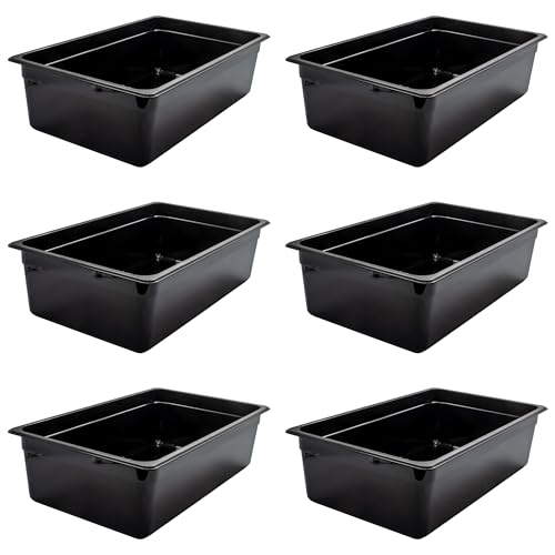 AcMax Set di 6 contenitori GN 1/1 Gastronorm GN 21 litri di profondità 150 mm plastica nera