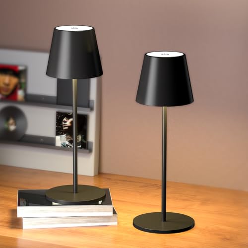 Trayvespace Rechargeable Lamp 2 Pack, 1800mAh Battery Operated Table Lamps, 3000K Dimmable Touch Control Cordless Lamp for Bedroom, Living Room, Dining, Outdoor