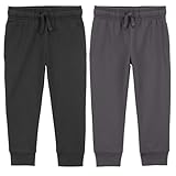Carter's Toddler Boys 2 Pack French Terry Active Jogger Pants (3T, Black and Dark Gray)