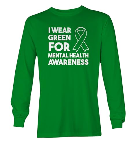 Haase Unlimited I Wear Green for Mental Health Awareness - Unisex Long Sleeve Shirt (Kelly, XX-Large)