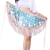 Women's Sequins Tassel Wrap Skirt Belt for Belly Dance Performance Wear and Professional Costume Accessories