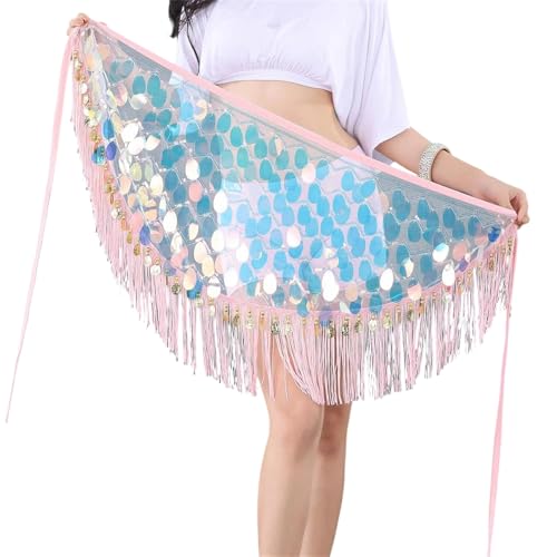 Women's Sequins Tassel Wrap Skirt Belt for Belly Dance Performance Wear and Professional Costume Accessories