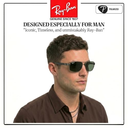 Image of Ray-Ban RB3445 Rectangle Shaped Sunglasses for Men with Official RAYBAN Eyewear Kit
