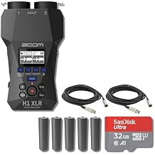 Zoom H1 XLR Portable Recorder with 2X XLR Cables, 5X AA Batteries and 32GB microSD Card with Adapter