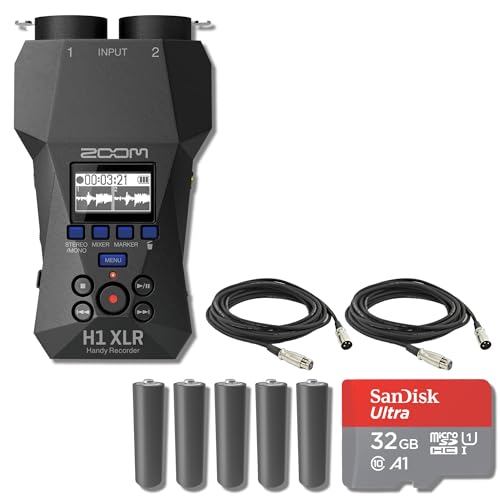 Zoom H1 XLR Portable Recorder with 2X XLR Cables, 5X AA Batteries and 32GB microSD Card with Adapter