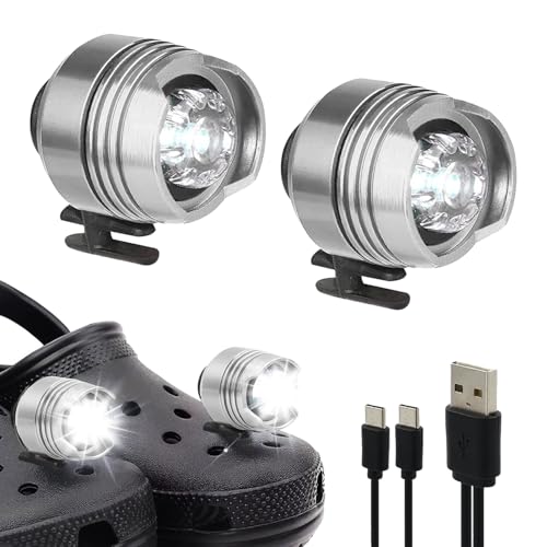 Rechargeable Headlights for Shoes 2PCS Headlights Shoe Charm with 3 Light Modes Camping Accessories Shoe Lights IPX5 Waterproof Shoe Decoration Lights for Walking Hiking Festival Gift